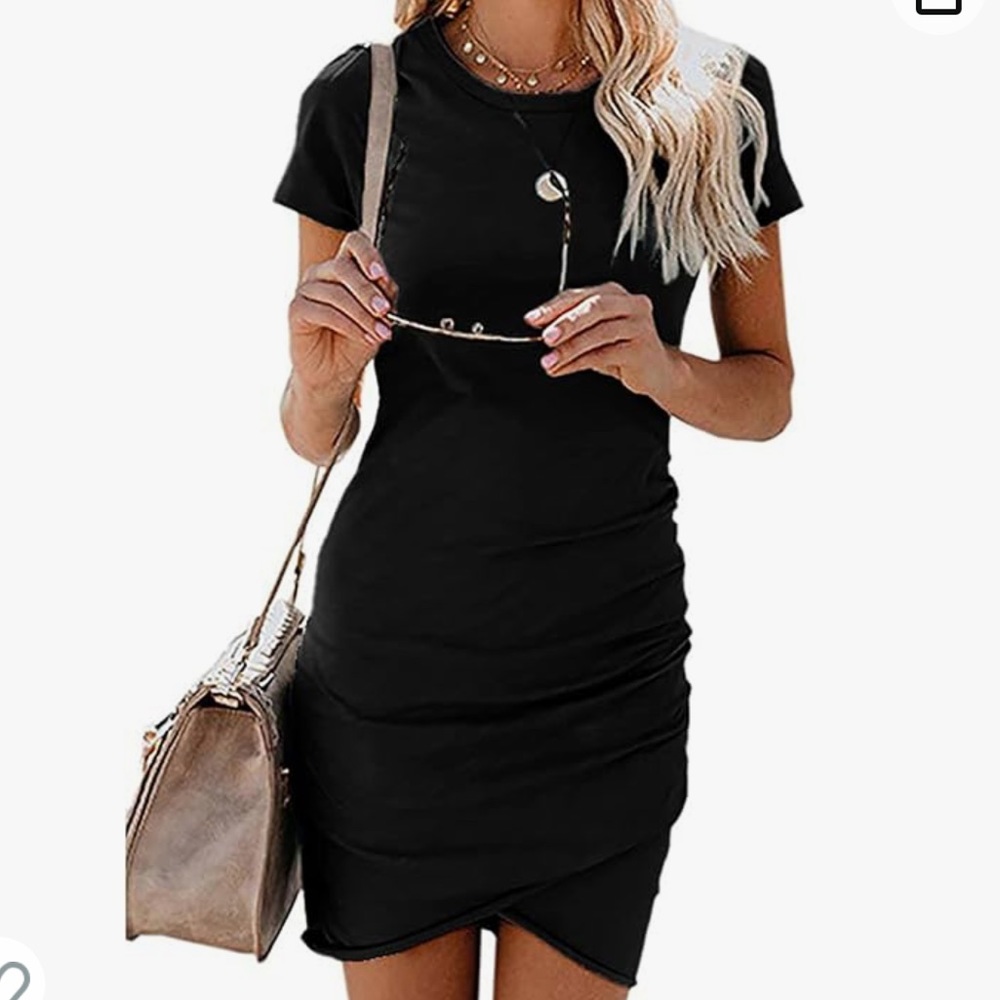 Black Ruched T shirt Dress